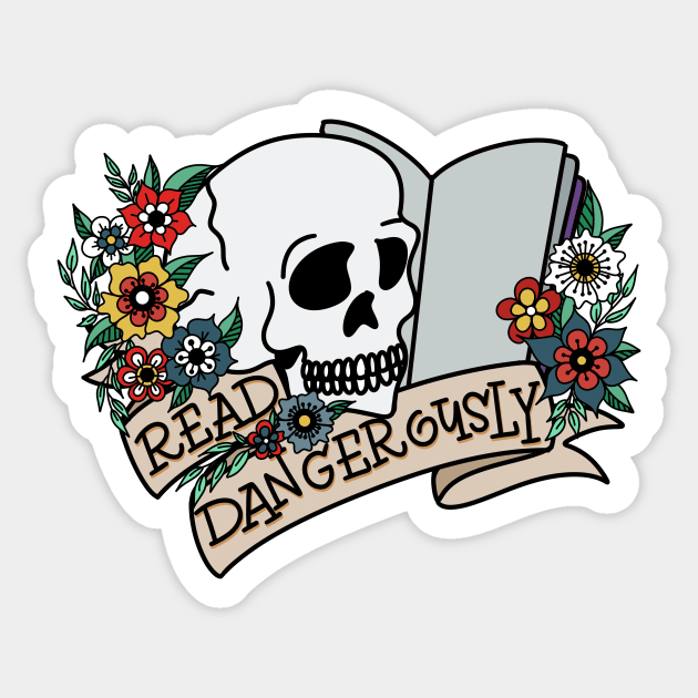 Reading Skull Tattoo Sticker by Thenerdlady